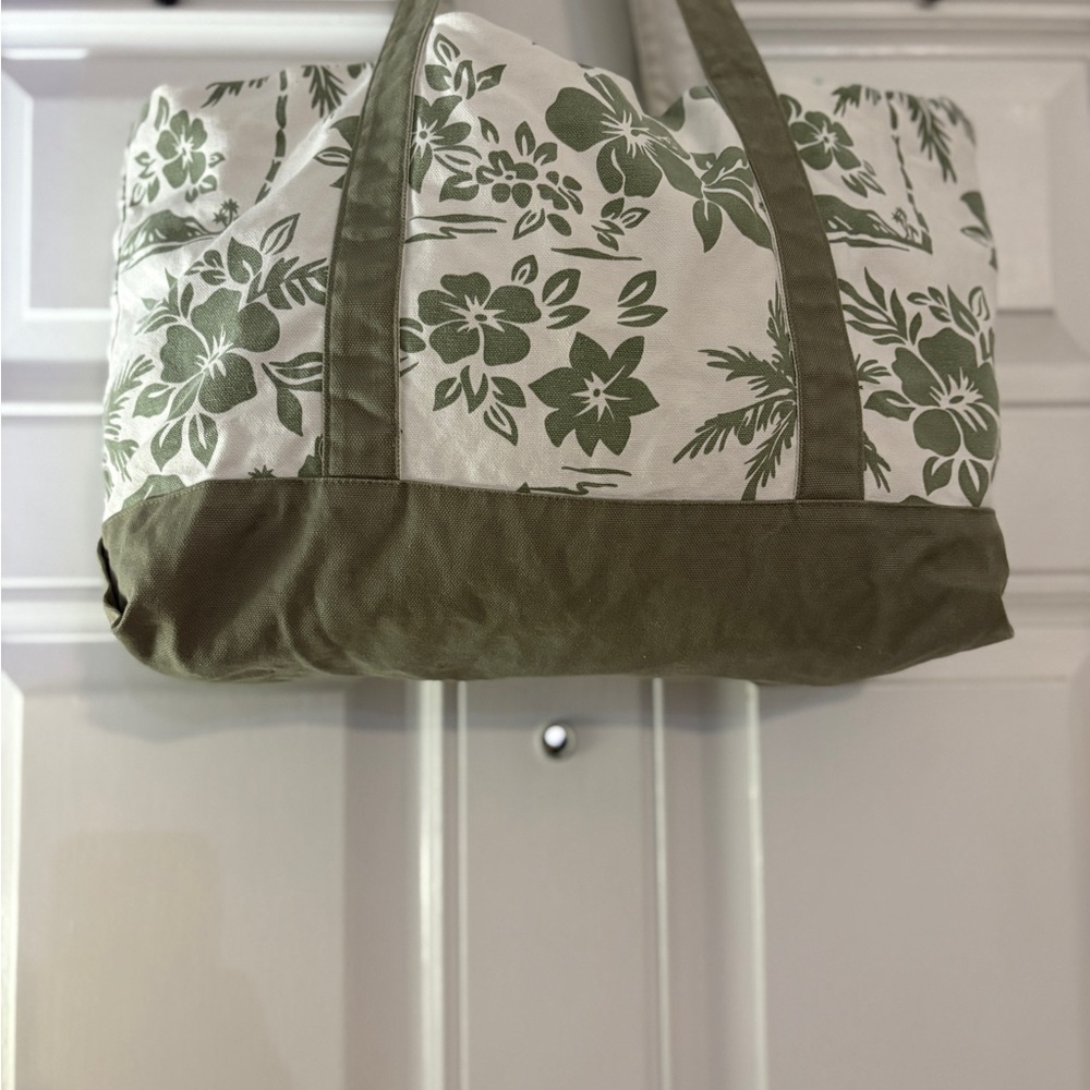 Adidas Green and White Floral 100% Cotton Tote Bag